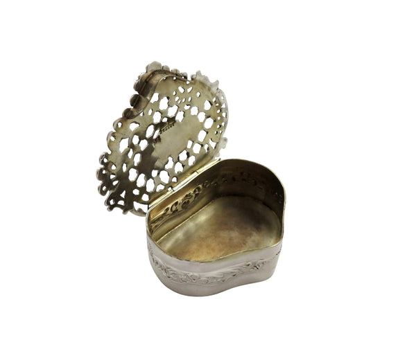 Antique Victorian Sterling Silver Pierced Lid Trinket Box 1900