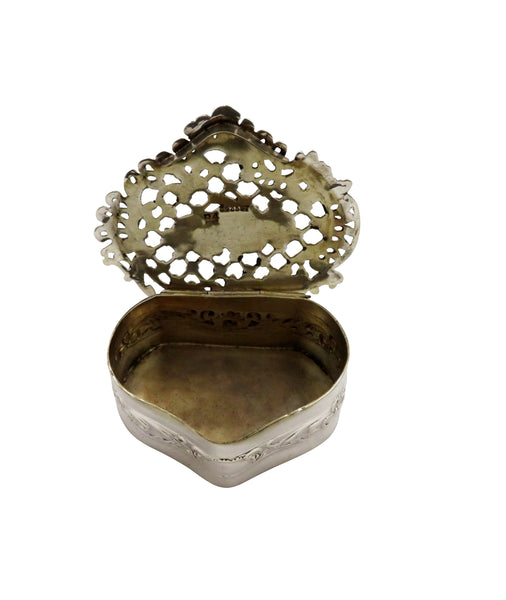Antique Victorian Sterling Silver Pierced Lid Trinket Box 1900