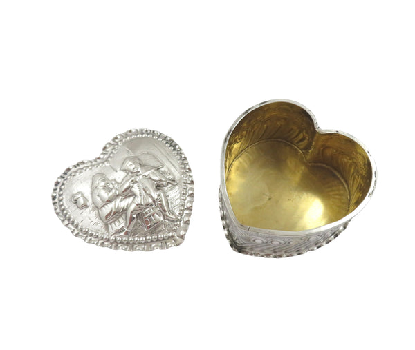 Antique Sterling Silver 'Heart' Trinket Box 1889