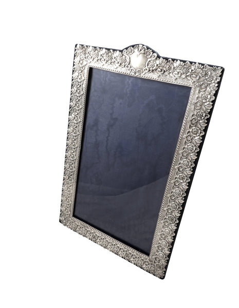 Large Antique Edwardian Sterling Silver 14" Photo Frame 1902