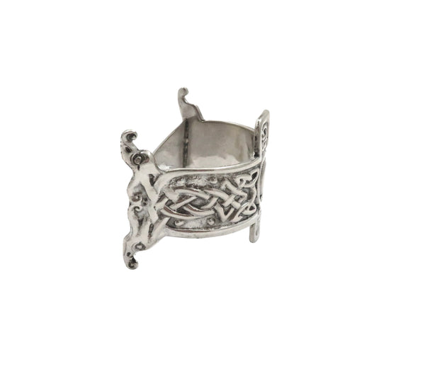 Antique Scottish Sterling Silver 'Celtic Cross' Napkin Ring 1944