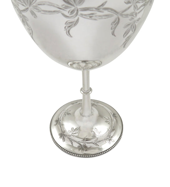 Antique Victorian Sterling Silver 5" Wine Goblet 1873