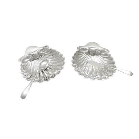 Pair of Antique Victorian Sterling Silver Shell Dishes 1895
