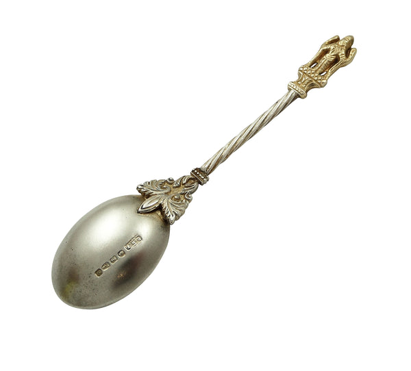 Set of 12 Antique Victorian Frosted Silver Gilt Teaspoons in Box 1888
