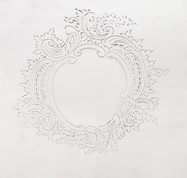 Antique Edwardian Sterling Silver 12" Tray / Salver 1909