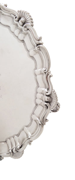 Antique Edwardian Sterling Silver 12" Tray / Salver 1909