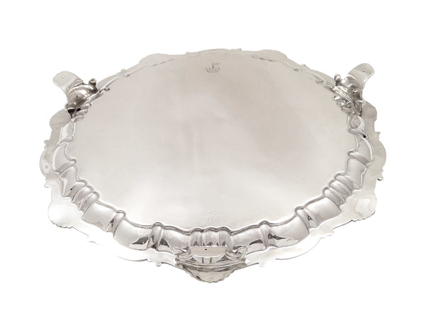 Antique Edwardian Sterling Silver 12" Tray / Salver 1909