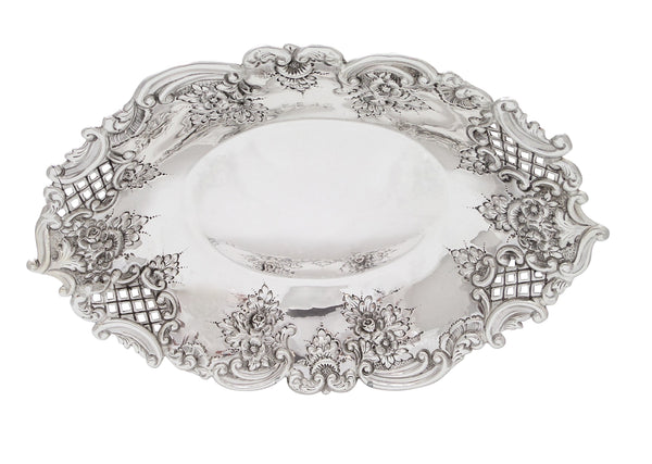 Antique Victorian Sterling Silver 12" x 8" Dish 1899