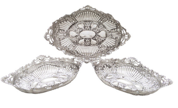 Set of 3 Antique Edwardian Sterling Silver Dishes 1903/1904
