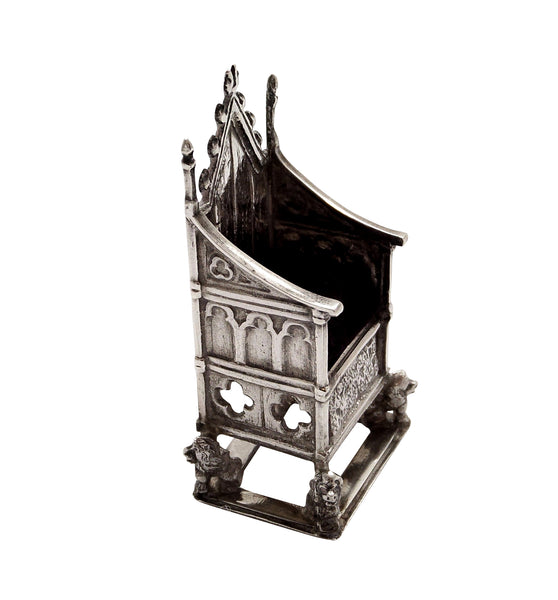 Antique Edwardian Sterling Silver Throne / Coronation Chair Pin Cushion 1902