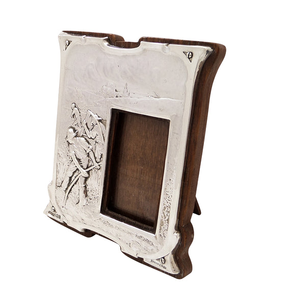 Antique Art Nouveau Sterling Silver Photo Frame 1904 - Peace Hath Her Victories