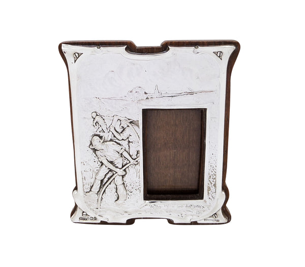 Antique Art Nouveau Sterling Silver Photo Frame 1904 - Peace Hath Her Victories