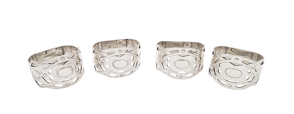Set of 4 Antique Edwardian Sterling Silver Napkin Rings 1905