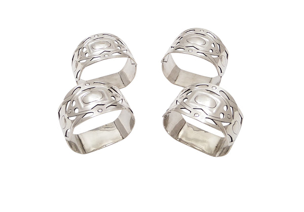 Set of 4 Antique Edwardian Sterling Silver Napkin Rings 1905