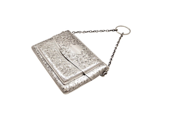 Antique Edwardian Sterling Silver Double Card Case 1910
