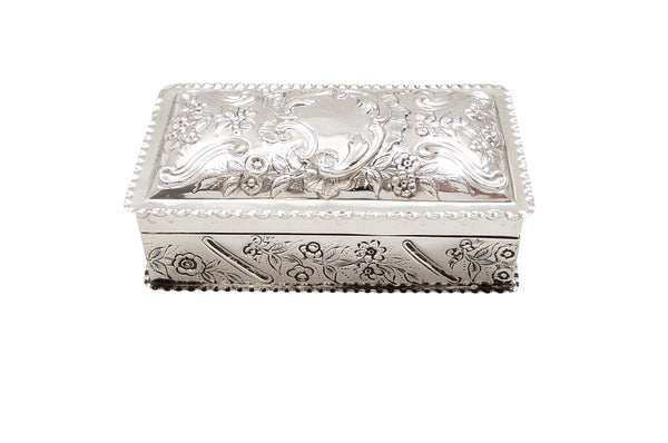 Antique Victorian Sterling Silver Trinket Box 1889