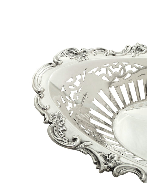 Antique Edwardian Sterling Silver 11″ Pierced Dish / Bowl 1904