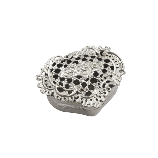 Antique Victorian Sterling Silver Pierced Lid Trinket Box 1900
