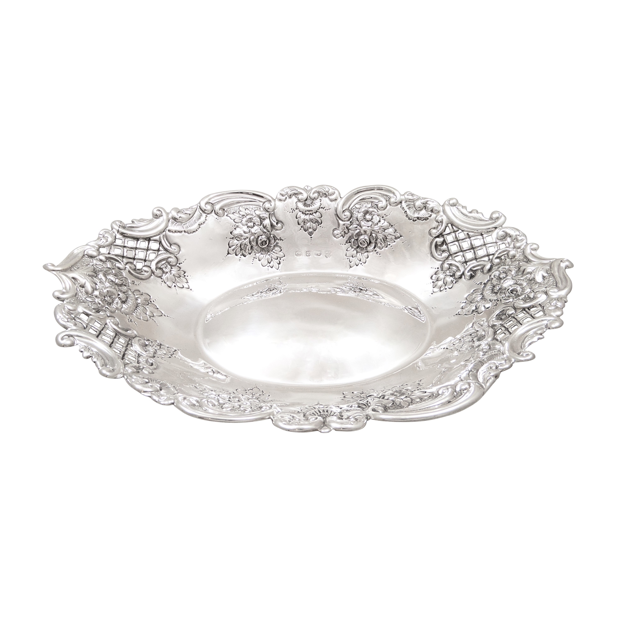 Antique Victorian Sterling Silver 12" x 8" Dish 1899